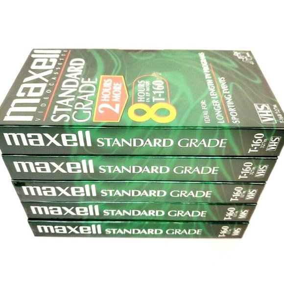 Maxell Standard Grade (8 Hours) Video Cassette T-160 Blank Tape NEW Lot of 5 - Picture 11 of 12